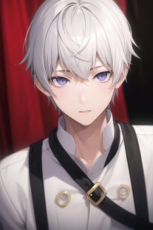 masterpiece, best quality, high quality, 1boy, solo, male focus, looking at viewer, upper body, <lora:tsukasa_eishi:0.70>, tsukasa_eishi, white_hair