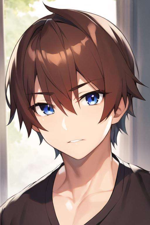 masterpiece, best quality, high quality, 1boy, solo, male focus, looking at viewer, upper body, <lora:keiichi_maebara:0.52>, keiichi_maebara, brown hair, blue eyes, hair between eyes, ,