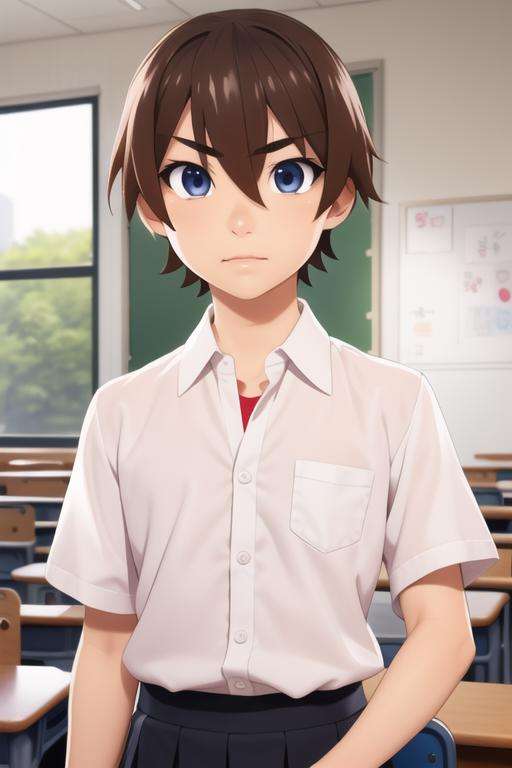 masterpiece, best quality, high quality, 1boy, solo, male focus, looking at viewer, upper body, <lora:keiichi_maebara:0.68>, keiichi_maebara, brown hair, blue eyes, hair between eyes, realistic, school uniform