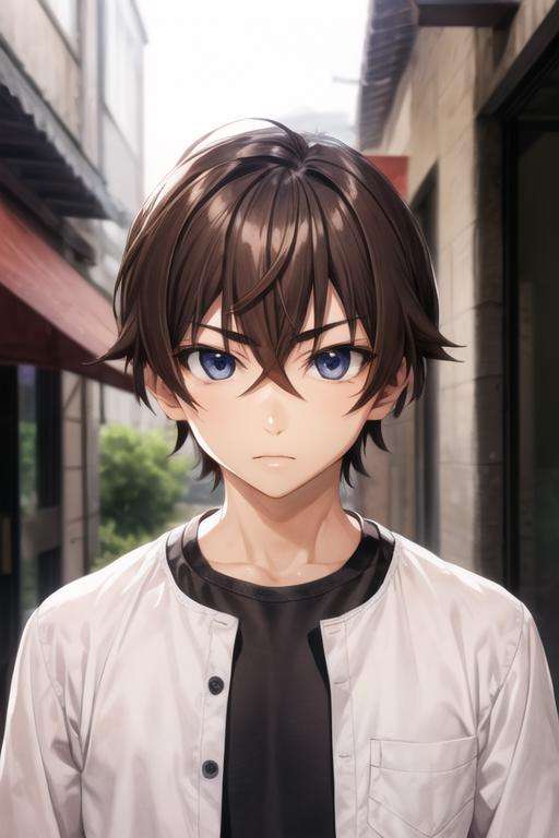 masterpiece, best quality, high quality, 1boy, solo, male focus, looking at viewer, upper body, <lora:keiichi_maebara:0.54>, keiichi_maebara, brown hair, blue eyes, hair between eyes, , gakuran