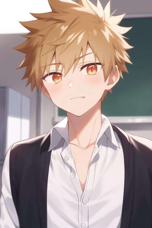 masterpiece, best quality, high quality, 1boy, solo, male focus, looking at viewer, upper body, <lora:shuu_inuzuka:0.64>, shuu_inuzuka, spiked hair, light brown hair, orange eyes, , school uniform