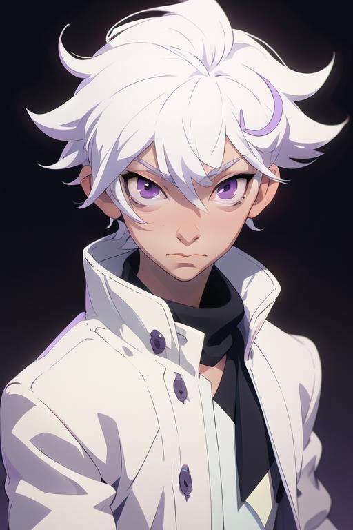 masterpiece, best quality, high quality, 1boy, solo, male focus, looking at viewer, upper body, <lora:ende:0.52>, ende, white hair, purple eyes, , gakuran