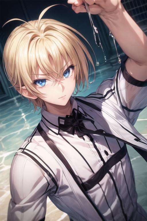 masterpiece, best quality, high quality, 1boy, solo, male focus, looking at viewer, upper body, <lora:yuuto_kiba:0.72>, yuuto_kiba, blonde hair, blue eyes, hair between eyes, ,