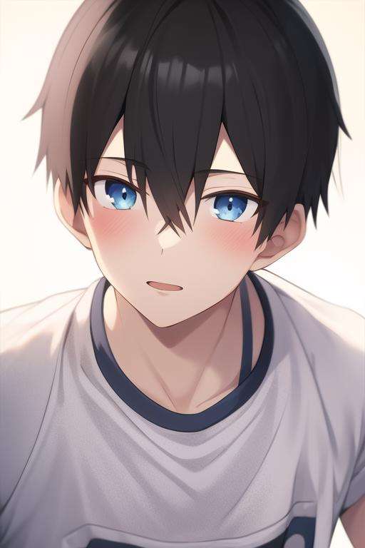 masterpiece, best quality, high quality, 1boy, solo, male focus, looking at viewer, upper body, <lora:nagi_umino:0.60>, nagi_umino, black hair, blue eyes, hair between eyes, , sportswear