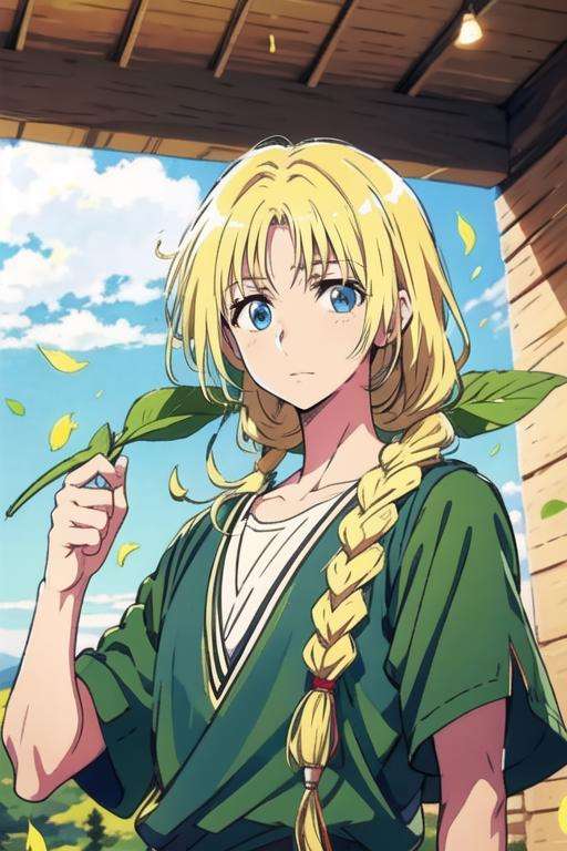 masterpiece, best quality, high quality, 1boy, solo, male focus, looking at viewer, upper body, <lora:yunan_magi:0.52>, yunan_magi, blonde hair, long hair, blue eyes, , sportswear