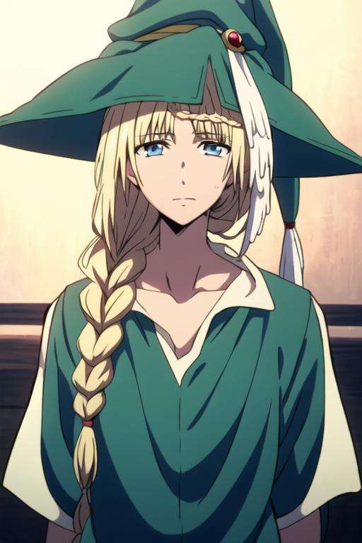 masterpiece, best quality, high quality, 1boy, solo, male focus, looking at viewer, upper body, <lora:yunan_magi:0.78>, yunan_magi, blonde hair, long hair, blue eyes, hat, sportswear