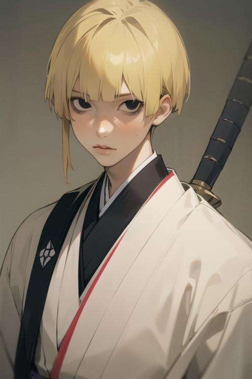 masterpiece, best quality, high quality, 1boy, solo, male focus, looking at viewer, upper body, <lora:fuchi_yamada_asaemon:0.56>, fuchi_yamada_asaemon, blonde hair, black eyes, realistic,