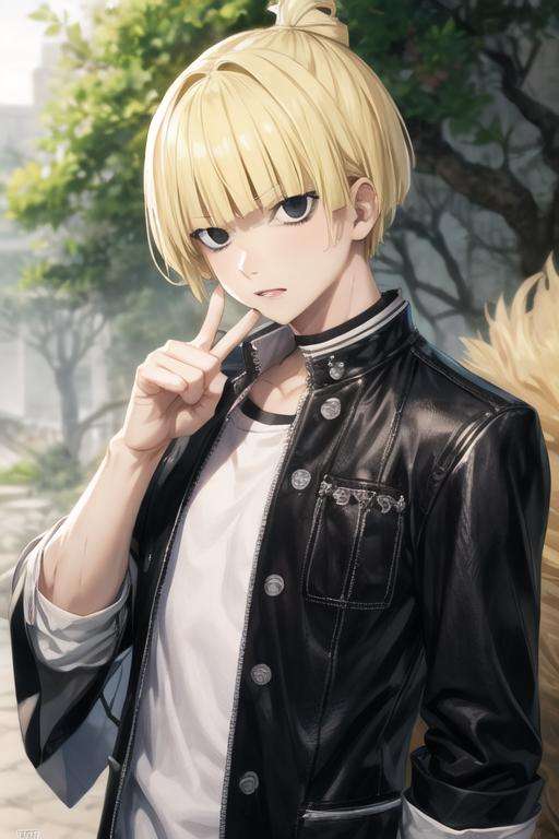 masterpiece, best quality, high quality, 1boy, solo, male focus, looking at viewer, upper body, <lora:fuchi_yamada_asaemon:0.60>, fuchi_yamada_asaemon, blonde hair, black eyes, , gakuran