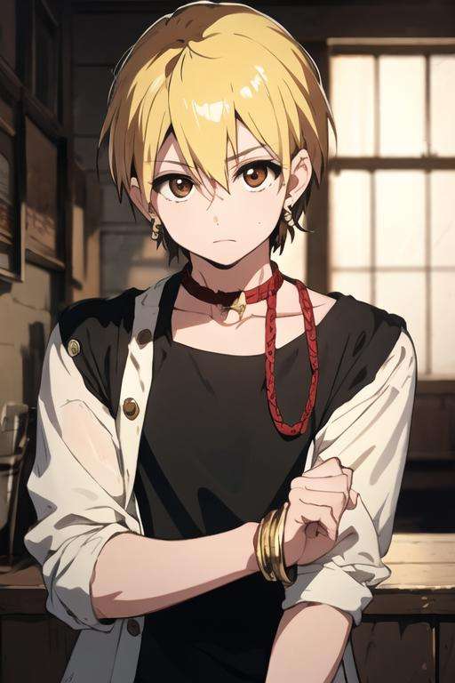 masterpiece, best quality, high quality, 1boy, solo, male focus, looking at viewer, upper body, <lora:alibaba_saluja:0.70>, alibaba_saluja, blonde hair, jewelry, brown eyes, , gakuran