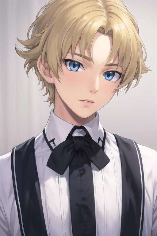 masterpiece, best quality, high quality, 1boy, solo, male focus, looking at viewer, upper body, <lora:genshirou_saji:0.60>, genshirou_saji, blonde hair, blue eyes, realistic,