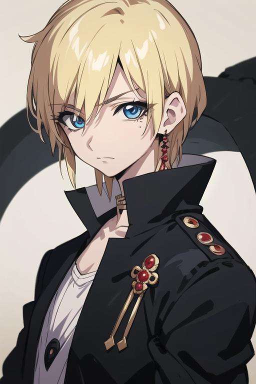 masterpiece, best quality, high quality, 1boy, solo, male focus, looking at viewer, upper body, <lora:titus_alexius:0.74>, titus_alexius, blonde hair, jewelry, blue eyes, gakuran