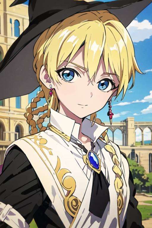 masterpiece, best quality, high quality, 1boy, solo, male focus, looking at viewer, upper body, <lora:titus_alexius:0.74>, titus_alexius, blonde hair, jewelry, blue eyes, , braid, school uniform