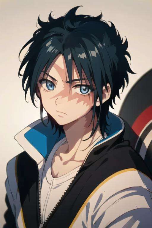 masterpiece, best quality, high quality, 1boy, solo, male focus, looking at viewer, upper body, <lora:hakuryuu_ren:0.70>, hakuryuu_ren, black hair, blue eyes, track suit