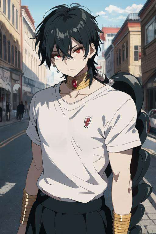 masterpiece, best quality, high quality, 1boy, solo, male focus, looking at viewer, upper body, <lora:judar_magi:0.78>, judar_magi, black hair, jewelry, red eyes, long hair, school uniform