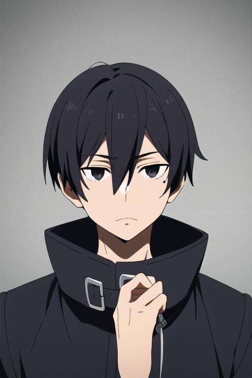 masterpiece, best quality, high quality, 1boy, solo, male focus, looking at viewer, upper body, <lora:hiroshi_yuuki:0.70>, hiroshi_yuuki, black hair, hair between eyes, black eyes, , coat