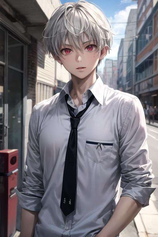 masterpiece, best quality, high quality, 1boy, solo, male focus, looking at viewer, upper body, <lora:aru_akise:0.76>, aru_akise, , shirt