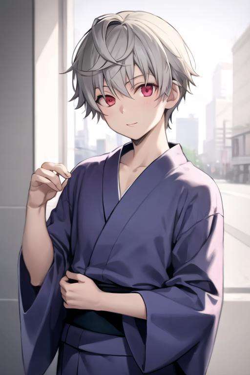 masterpiece, best quality, high quality, 1boy, solo, male focus, looking at viewer, upper body, <lora:aru_akise:0.70>, aru_akise, , yukata