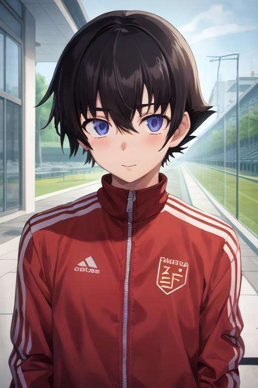 masterpiece, best quality, high quality, 1boy, solo, male focus, looking at viewer, upper body, <lora:yukiteru_amano:0.74>, yukiteru_amano, , , track suit