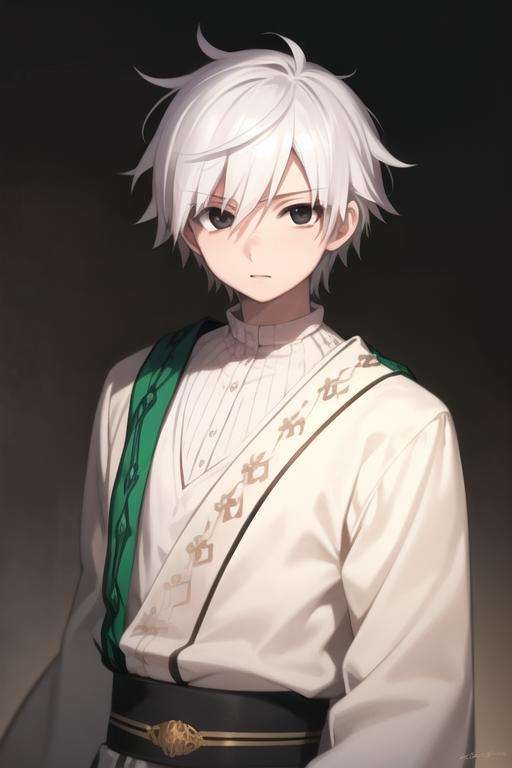 masterpiece, best quality, high quality, 1boy, solo, male focus, looking at viewer, upper body, <lora:jafar_magi:0.64>, jafar_magi, white hair, black eyes, ,