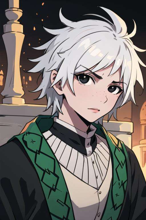 masterpiece, best quality, high quality, 1boy, solo, male focus, looking at viewer, upper body, <lora:jafar_magi:0.60>, jafar_magi, white hair, black eyes, ,