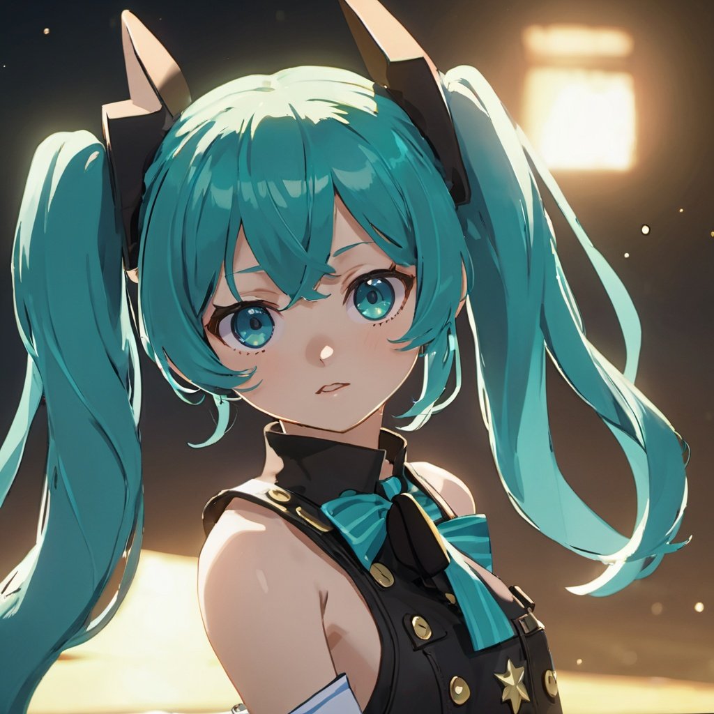 beautiful age 18 girl, (anime screencap), aqua hair, hatsune miku, twin tails, sexy, beautiful, dslr, 8k, 4k, natural skin, textured skin, pixiv, depth of field, cinematic compotision, best lighting, cowboy shot