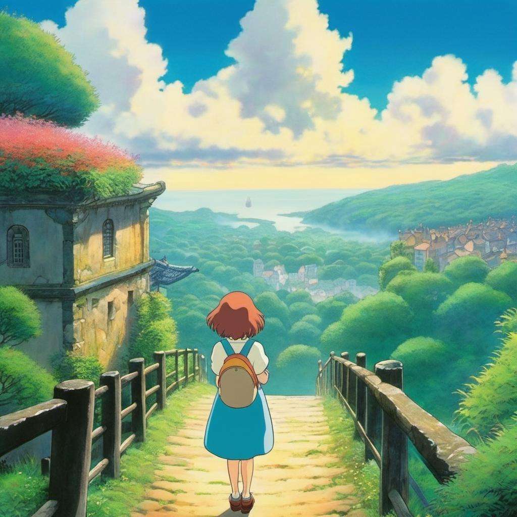 1girl,background,ghibli, misty world