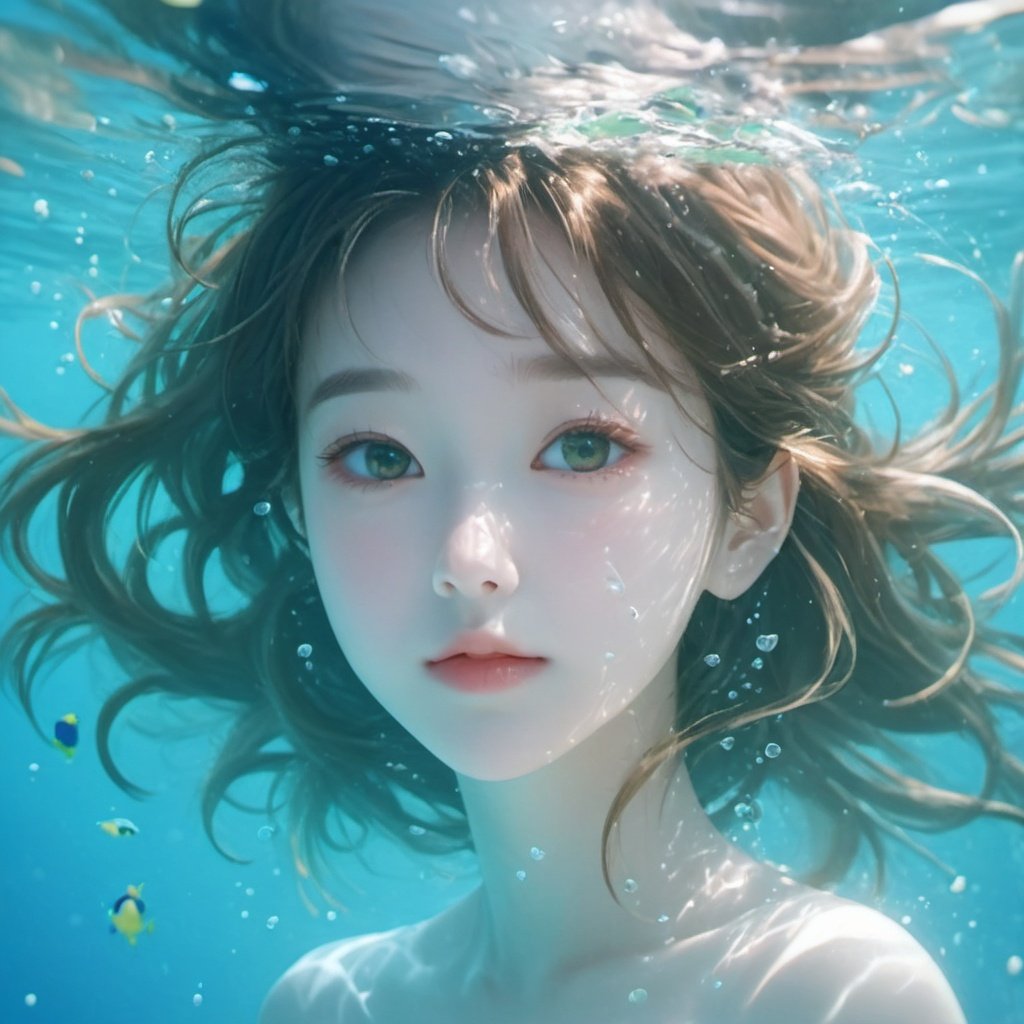 1 girl, (underwater:1.3),full body, nice hands, nice face,Mecha,shuixia