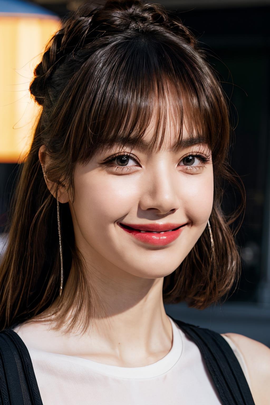 a photo of lalisamanoban, <lora:lalisamanoban_v1.0:0.8>, (smiling:1.5), (masterpiece, best quality, beautiful quality), (photorealistic:1.4), (detailed lighting, extremely detailed skin, extremely detailed hair, shadows, 8k, 1girl:1.2), <lora:add_detail:1>, looking at viewer, (High Key Lighting), best quality, official art, unity 8k wallpaper, ultra-high res, ultra-detailed, beautiful and aesthetic