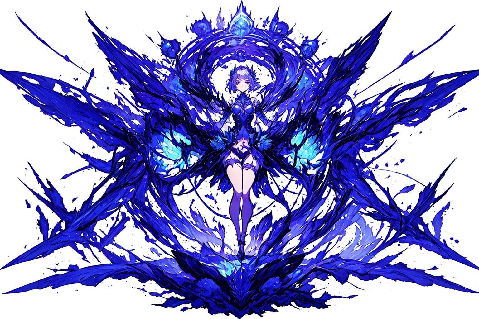 ,(((masterpiece,best quality))),((good structure,Good composition,good atomy)), ((clear, original,beautiful)), keke,fantasy theme, purple blue theme,fractal,1girl,full_body,