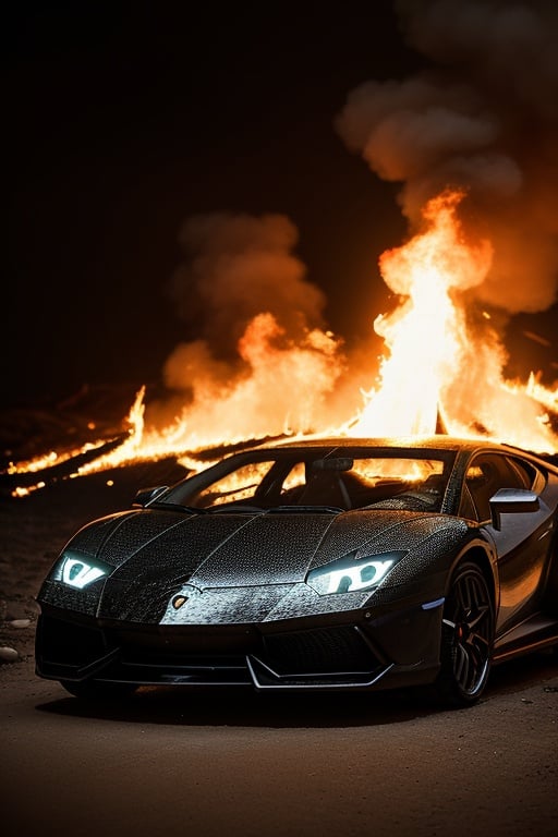 photo, hasselblad, intricate, natural lighting, bokeh, (pores), ((vibrant colors)), fire in the background, lamborghini, Mad Max and Waterworld, ,absurdres, detailed face, post apocalyptic atmosphere in 1930',