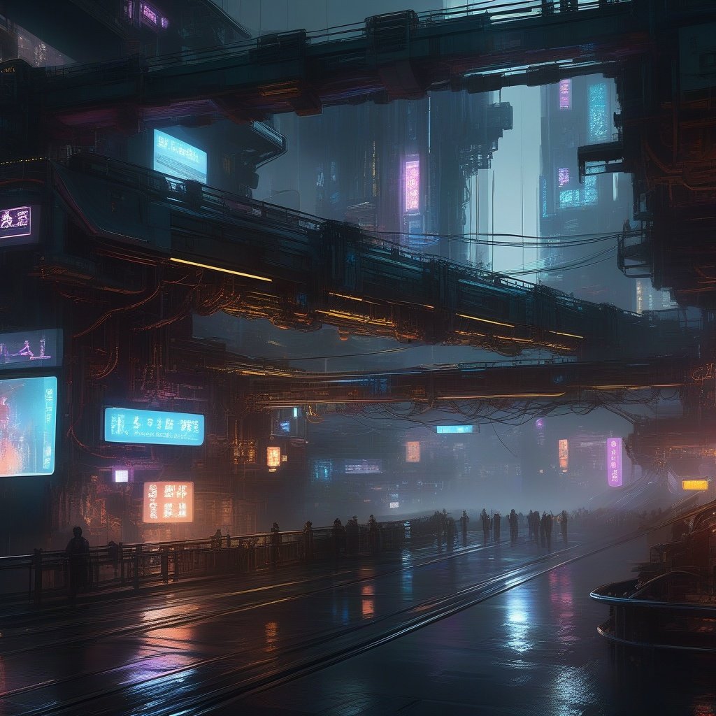 (wide bridge), huge flickering screen,crew,masterpiece, best quality, 8k,  hyperdetailed, hyper quality, ultra detailed, Masterpiece,heavilly raining,(Cyberpunk, Cyberpunk city:1.3),(Cyberpunk lights, light pollution:1.2), Myths and Legends, smoke, tension lens, (chinese style architecture),science fiction, (mechanical joints), (mechanical parts), ((internal structure)), (detailed structure),mechanical internal structure, delicate internal structure,cables, wires, pistons, electricity, (glowing orbs), (luminous engine),  (energy core), ,  screws,  beautifully lit, ray tracing,scattered particles,  outdoors, detailed background, (neon lights)