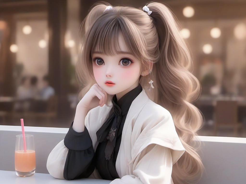 m-girl, (grey style:1.2),grey scenery,a hazy visual sense,majestic view,a cinematic animated scene,exquisite and perfect body structure,clear and visible five fingers,1girl,(loli:1),masterpiece,best quality,no shoes,open mouth,cute,full body,low ponytail,