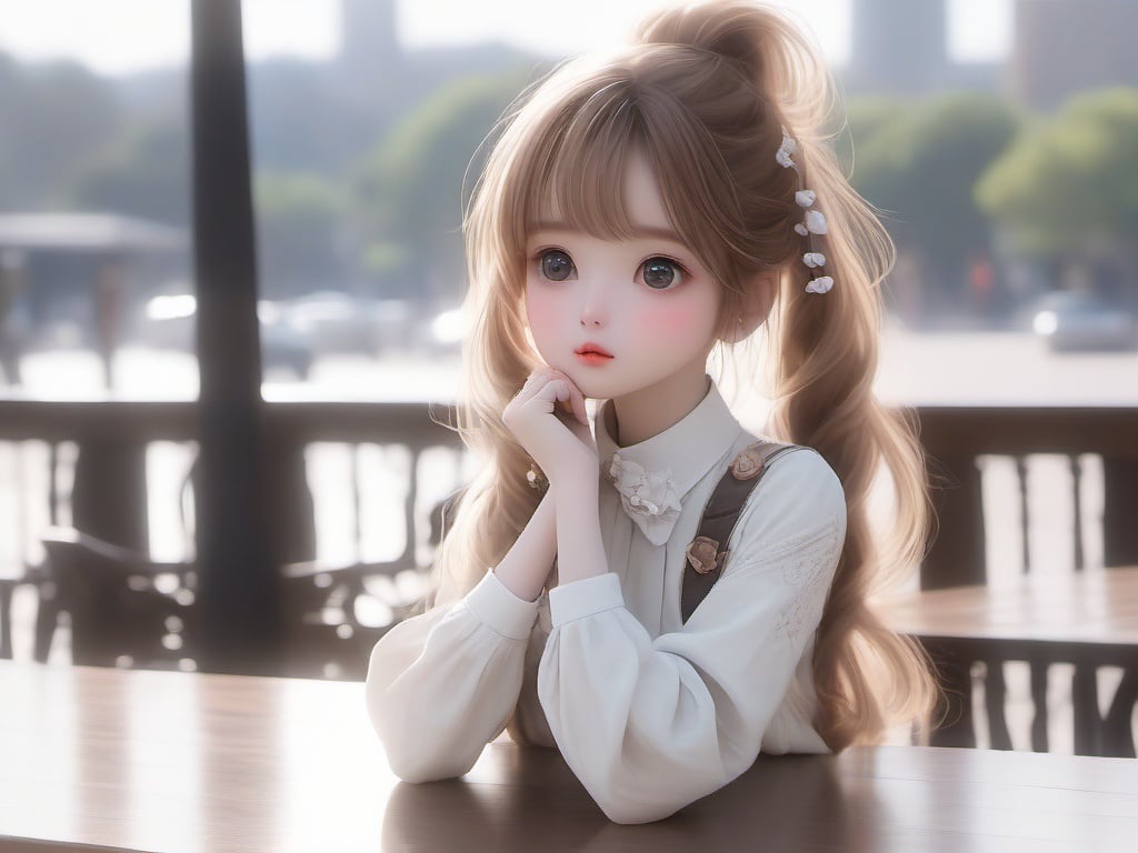 m-girl, (grey style:1.2),grey scenery,a hazy visual sense,majestic view,a cinematic animated scene,exquisite and perfect body structure,clear and visible five fingers,1girl,(loli:1),masterpiece,best quality,no shoes,open mouth,cute,full body,low ponytail,