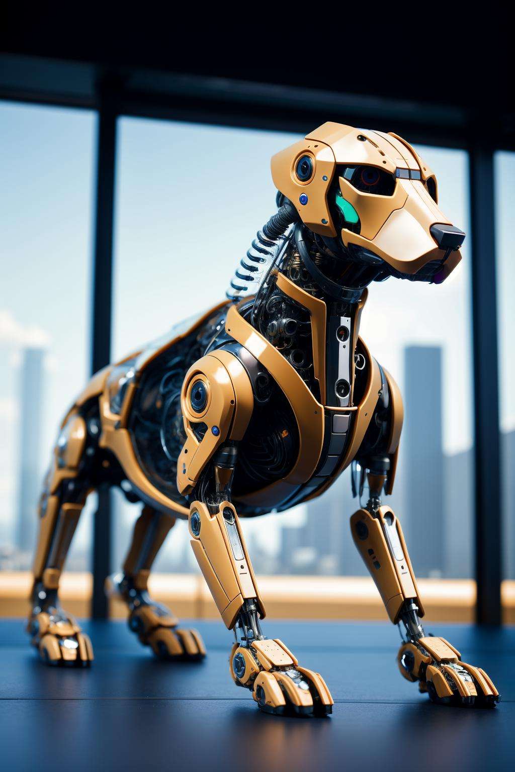 cyberpunk city in background,(sleek stealth),(transparent:1.5),<lora:Mechanicaldog:0.6>,Mechanical dog,(Mechanical parts:1.3),