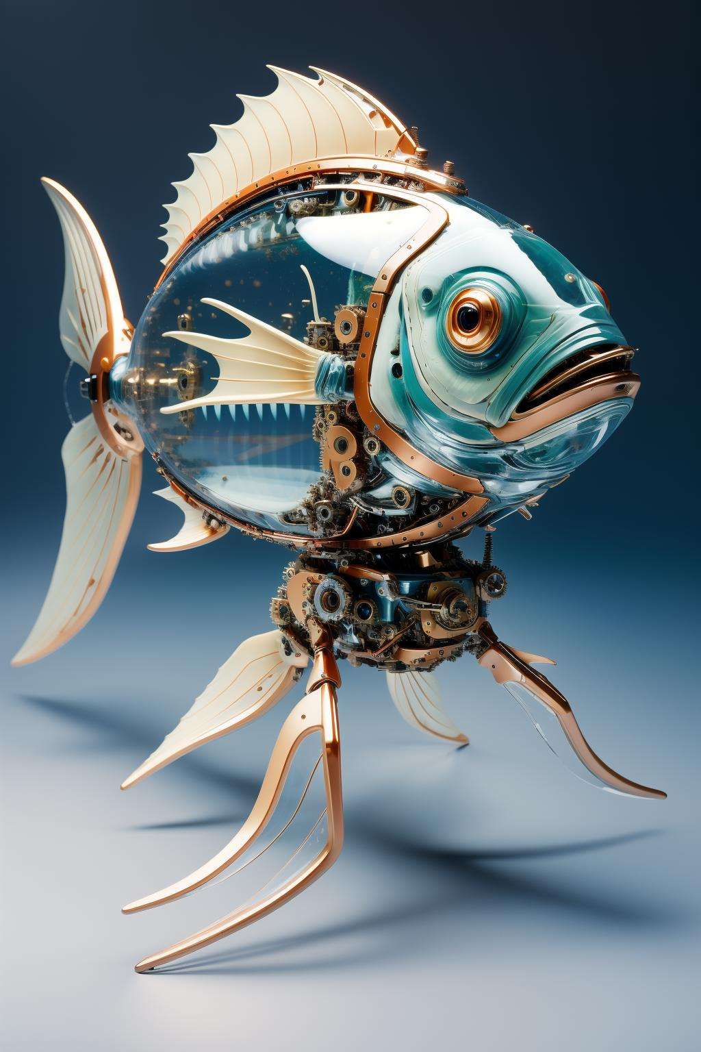 ((masterpiece)), ((best quality)), 8k, high detailed, ultra-detailed,(sleek stealth),<lora:Mechanicalfish:0.8>,Mechanical fish, Abundant marine life,(Coral reefs),(Deep Sea:1.5),(Mechanical parts:1.3), (transparent:1.5)