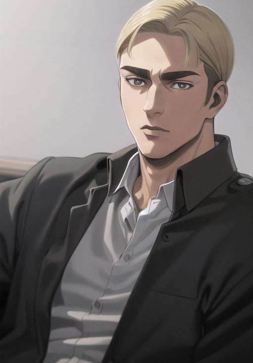 1boy, solo, (extremely detailed CG unity 8k wallpaper), (masterpiece), (best quality), (ultra-detailed), (best illustration), (best shadow), (absurdres) upper body,   <lora:Erwin:0.7> erwin_smith