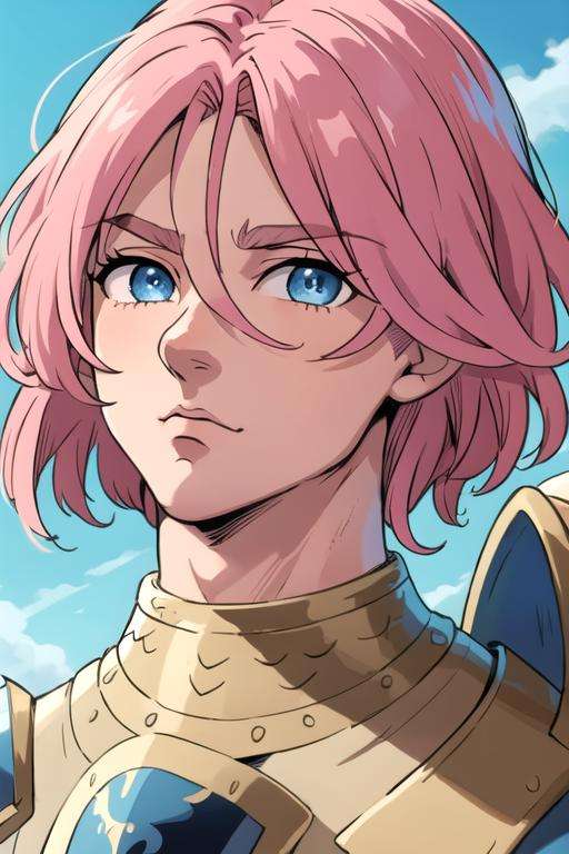 masterpiece, best quality, high quality, 1boy, solo, male focus, looking at viewer, , depth of field, <lora:gilthunder_nanatsu_no_taizai:0.78>, gilthunder_nanatsu_no_taizai, pink hair, blue eyes, armor,