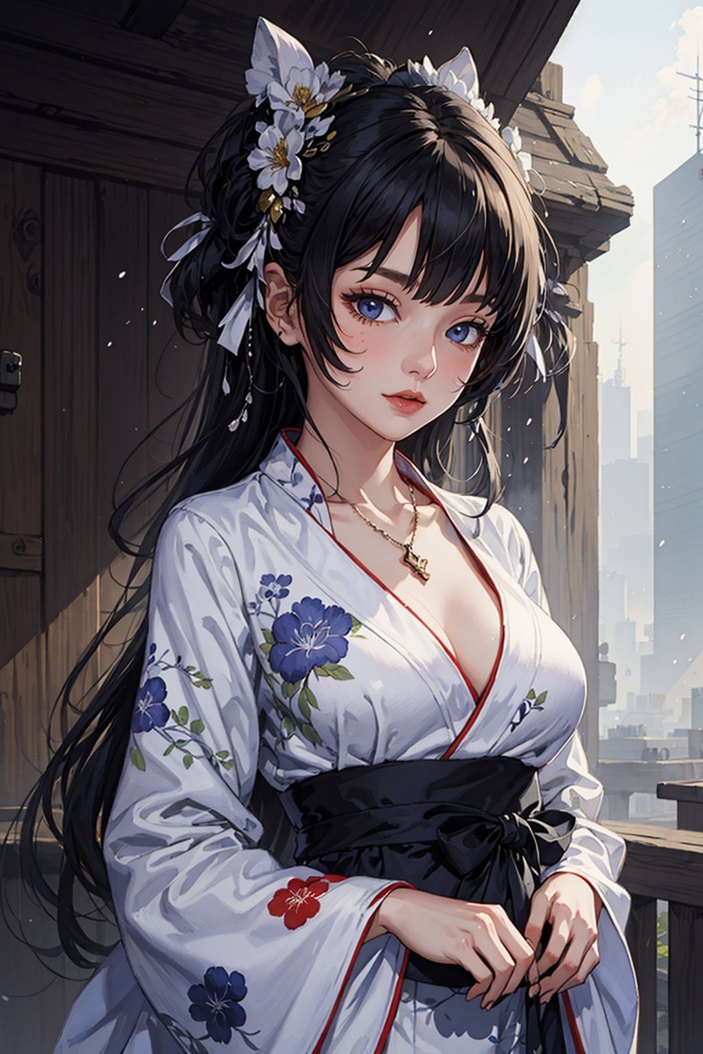 ,(((masterpiece,best quality))),((good structure,Good composition,good atomy)), ((clear, original,beautiful)),as,fantasy,(white theme:1.3),1girl,outdoors,dress,girl,fire theme:1.3),solo,yukata