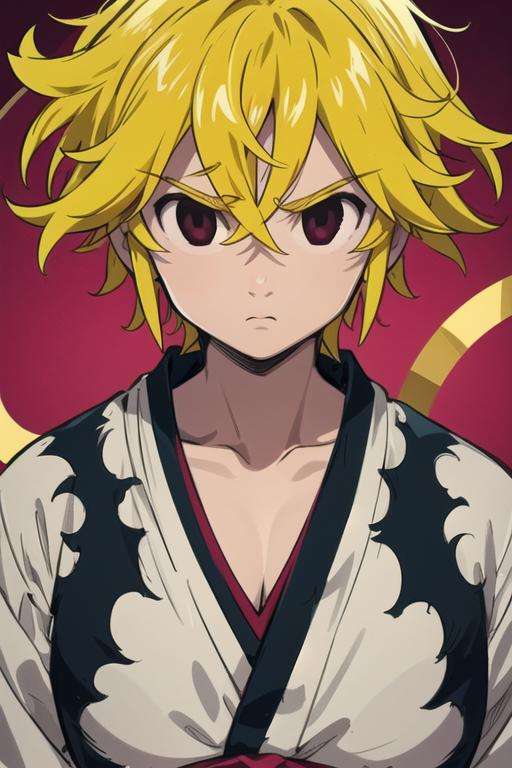 masterpiece, best quality, ultra-detailed, illustration, 1boy, solo, male focus, looking at viewer, , , <lora:meliodas_nanatsu_no_taizai:0.74>, meliodas_nanatsu_no_taizai_demon, blonde hair, black eyes, empty eyes, yukata