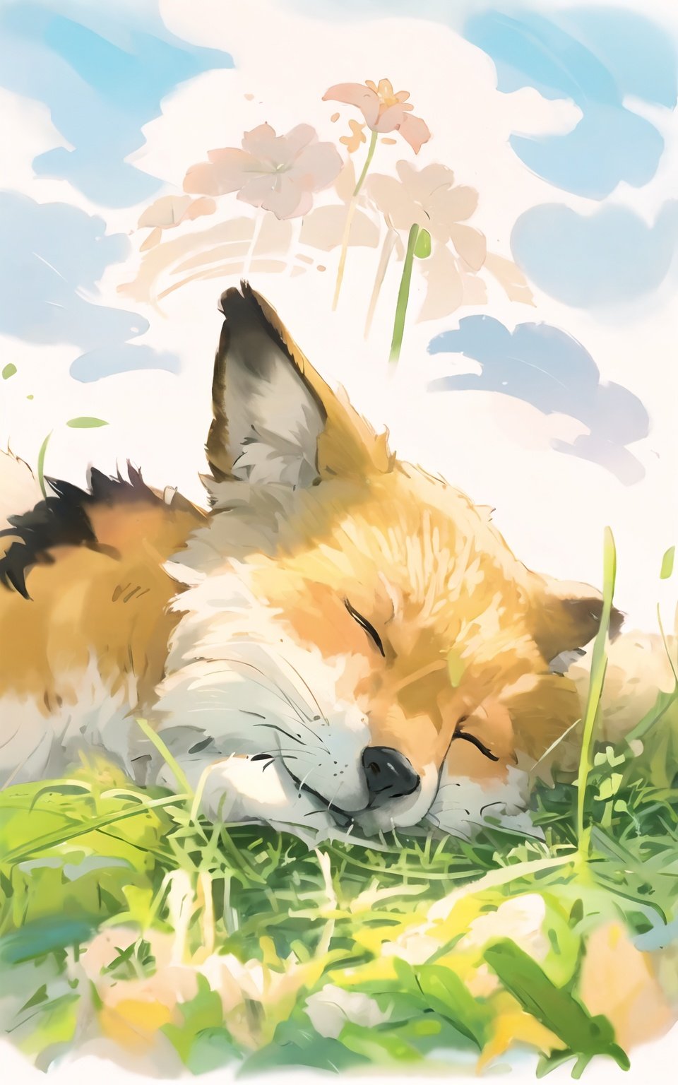 1fox, lovely, sleeping, grass, earth, <lora:EMS-18769-EMS:0.700000>