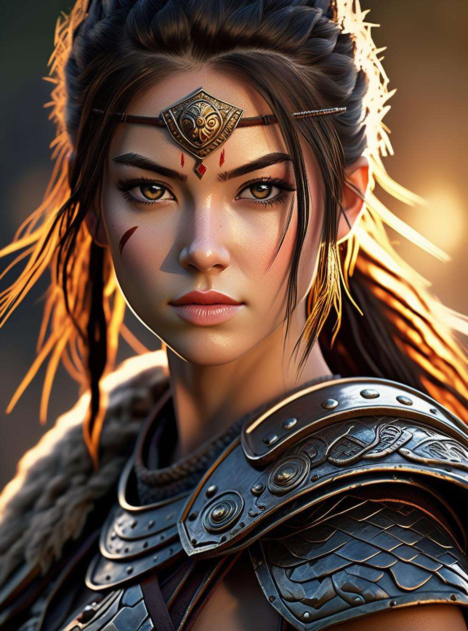 woman warrior, realistic, extremely high quality RAW photograph, detailed background, intricate, Exquisite details and textures, highly detailed, ultra detailed photograph, warm lighting, 4k, sharp focus, high resolution, detailed skin, (detailed eyes:1.4), 8k uhd, dslr, high quality, film grain, Fujifilm XT3,