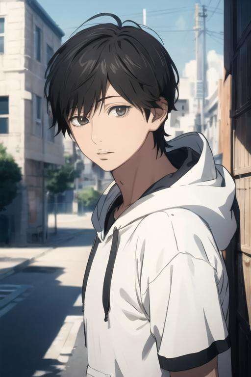 masterpiece, best quality, high quality, 1boy, solo, male focus, looking at viewer, upper body, , <lora:kakeru_naruse:0.72>, kakeru_naruse, , hoodie