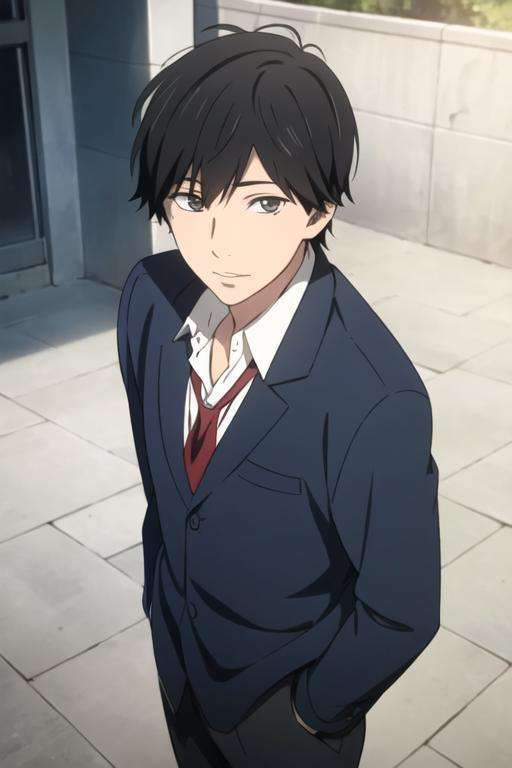 masterpiece, best quality, ultra-detailed, illustration, 1boy, solo, male focus, looking at viewer, , , <lora:kakeru_naruse:0.74>, kakeru_naruse, , school uniform