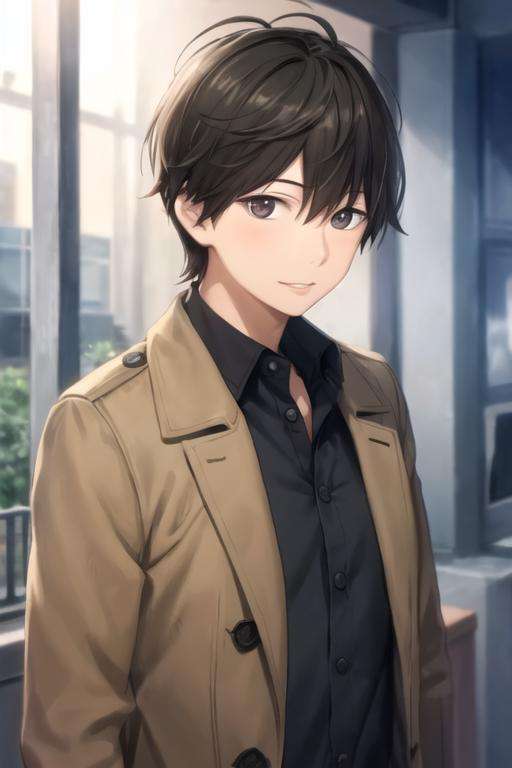 masterpiece, best quality, high quality, 1boy, solo, male focus, looking at viewer, upper body, depth of field, <lora:kakeru_naruse:0.70>, kakeru_naruse, , coat