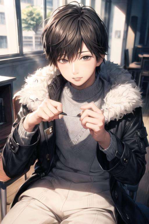 masterpiece, best quality, ultra-detailed, illustration, 1boy, solo, male focus, looking at viewer, , , <lora:kakeru_naruse:0.72>, kakeru_naruse, , coat