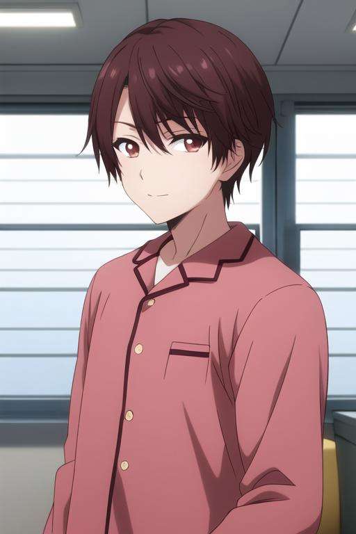 masterpiece, best quality, high quality, 1boy, solo, male focus, looking at viewer, upper body, , <lora:yuuta_kadowaki:0.74>, yuuta_kadowaki, , pajamas