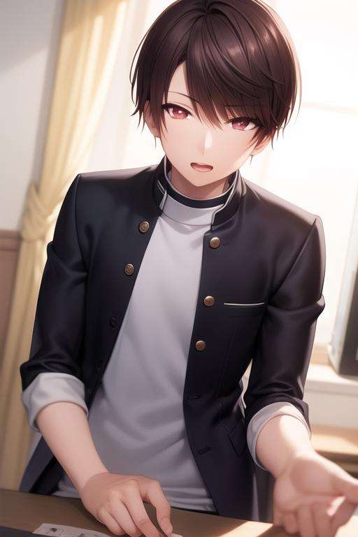 masterpiece, best quality, ultra-detailed, illustration, 1boy, solo, male focus, looking at viewer, , depth of field, <lora:yuuta_kadowaki:0.72>, yuuta_kadowaki, , gakuran