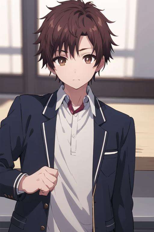 masterpiece, best quality, ultra-detailed, illustration, 1boy, solo, male focus, looking at viewer, upper body, depth of field, <lora:itsuki_akazawa:0.74>, itsuki_akazawa, brown hair, brown eyes, gakuran