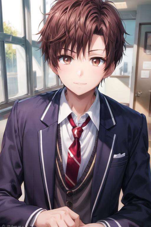 masterpiece, best quality, high quality, 1boy, solo, male focus, looking at viewer, upper body, , <lora:itsuki_akazawa:0.70>, itsuki_akazawa, , formal, necktie, dress shirt