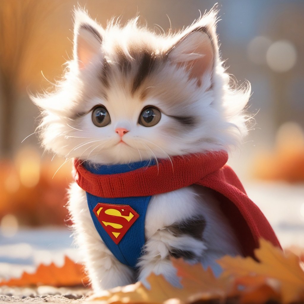 Xxmix_Catecat,a cat,autumn,cat,wearing a superman suit